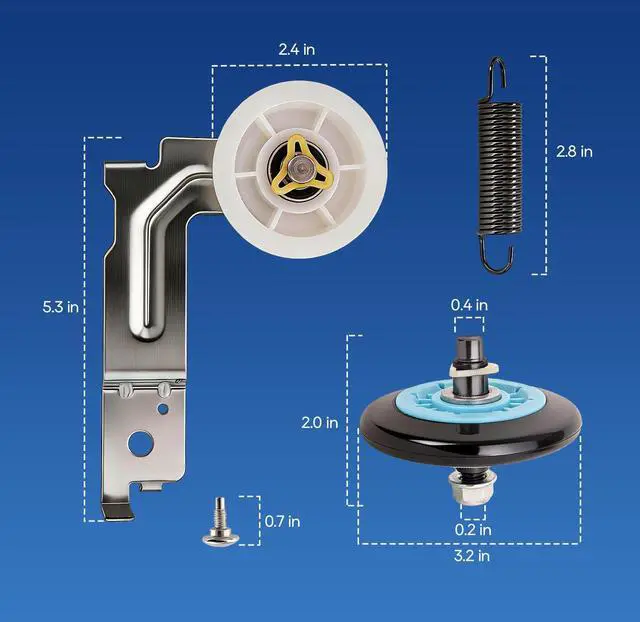 Alt view image 2 of 7 - Dryer Repair Kit for LG, 4581EL2002C Rollers, Belt and Pulley | Includes four rollers, 4400EL2001A belt, 4561EL3002A pulley assembly and tension spring for select LG and Kenmore dryers