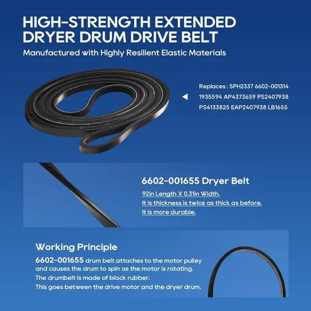 Alt view image 5 of 7 - Dryer Repair Kit for LG, 4581EL2002C Rollers, Belt and Pulley | Includes four rollers, 4400EL2001A belt, 4561EL3002A pulley assembly and tension spring for select LG and Kenmore dryers