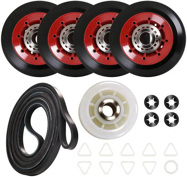 Main image of 4392067 Dryer Repair Kit, 4 Rollers, Belt and Idler Pulley | Includes WPW10314173 rollers, 661570V belt and 279640 pulley for select Whirlpool, Maytag, Kenmore and Amana dryers