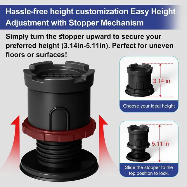 Alt view image 5 of 7 - 4Pcs Anti Vibration Pads for Washing Machine, Adjustable Height Stops Washer Dryer Moving, Prevents Noise, Vibration Transfer, Antivibration Stabilizer Support Feet with Suction Cup Bottom (Grey)