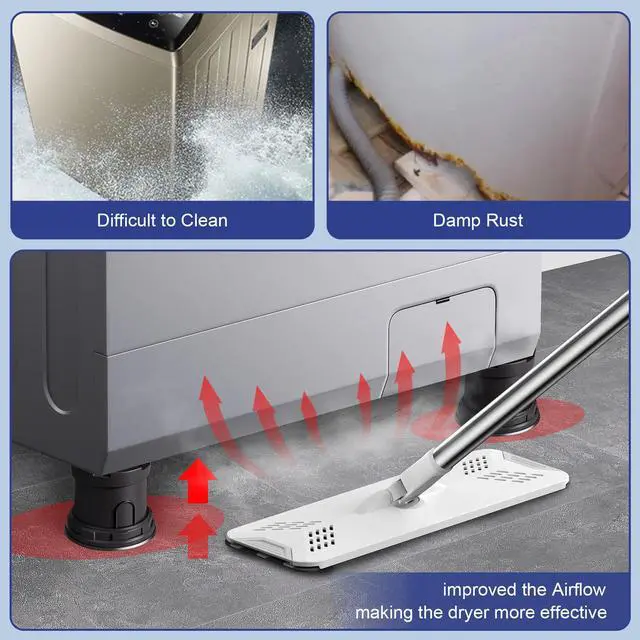 Alt view image 6 of 7 - 4Pcs Anti Vibration Pads for Washing Machine, Adjustable Height Stops Washer Dryer Moving, Prevents Noise, Vibration Transfer, Antivibration Stabilizer Support Feet with Suction Cup Bottom (Grey)