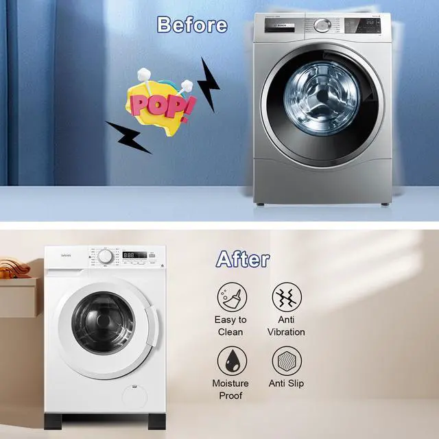 Alt view image 3 of 7 - 4Pcs Anti Vibration Pads for Washing Machine, Stops Washer Dryer Moving, Prevents Noise, Vibration Transfer, Antivibration Stabilizer Support Feet (Increase3.14in-B)