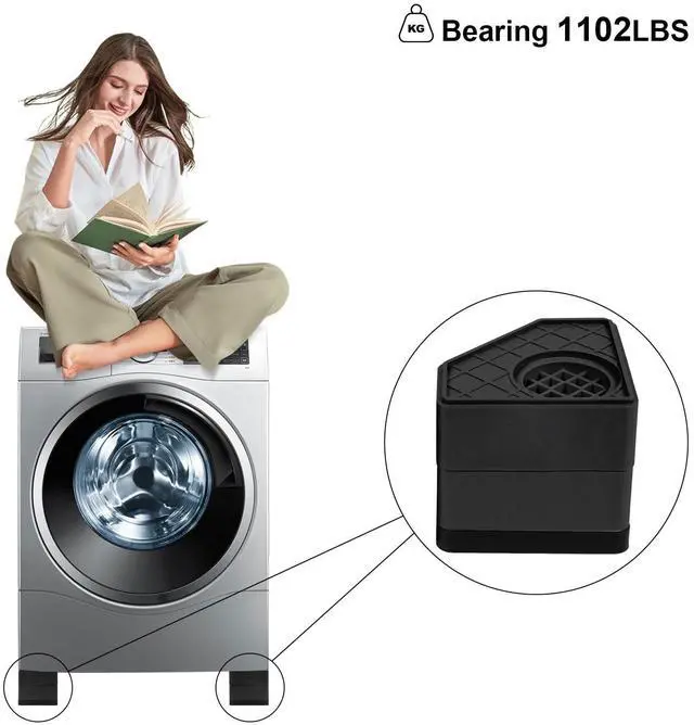Alt view image 6 of 7 - 4Pcs Anti Vibration Pads for Washing Machine, Stops Washer Dryer Moving, Prevents Noise, Vibration Transfer, Antivibration Stabilizer Support Feet (Increase3.14in-B)