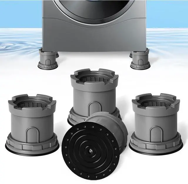 Main image of 4Pcs Anti Vibration Pads for Washing Machine, Adjustable Height Stops Washer Dryer Moving, Prevents Noise, Vibration Transfer, Antivibration Stabilizer Support Feet with Suction Cup Bottom (Grey)