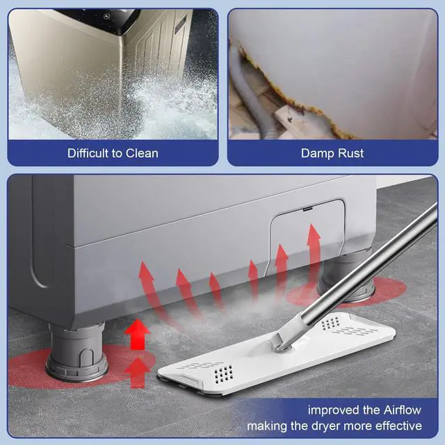 Alt view image 6 of 7 - 4Pcs Anti Vibration Pads for Washing Machine, Adjustable Height Stops Washer Dryer Moving, Prevents Noise, Vibration Transfer, Antivibration Stabilizer Support Feet with Suction Cup Bottom (Grey)