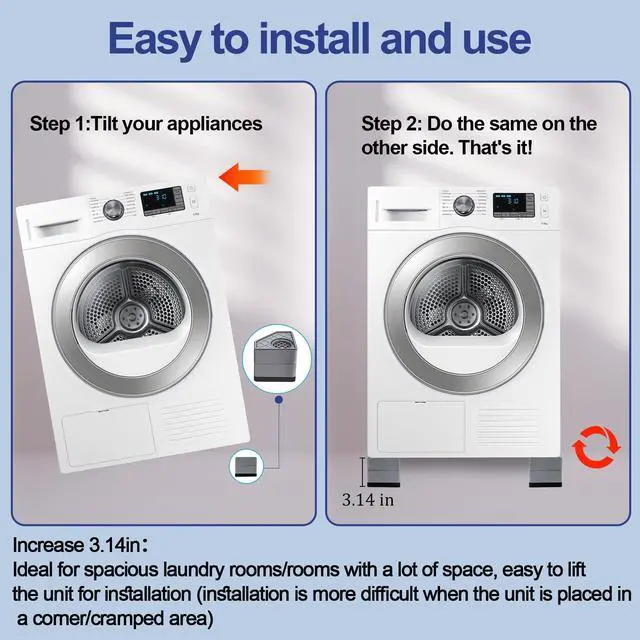 Alt view image 4 of 7 - 4Pcs Anti Vibration Pads for Washing Machine, Stops Washer Dryer Moving, Prevents Noise, Vibration Transfer, Antivibration Stabilizer Support Feet (Increase3.14in)