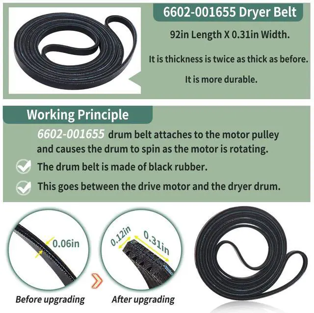 Alt view image 2 of 6 - Upgraded Sam-Sung Dryer Repair Kit for Samsung Dryer Roller Replacement Kit | Replacement for Samsung Dryer Parts DC97-16782A Dryer Roller, DC93-00634A Idler Pulley, 6602-001655 Belt