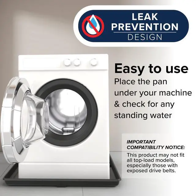 Alt view image 3 of 6 - Washing Machine Drain Pan - Features a Durable Plastic Construction, 1-inch/1.5-inch PVC Drain Fitting, and Measures 30-inches (L) x 32-inches (W) x 2 ½-inches (H) (OD) (20750)