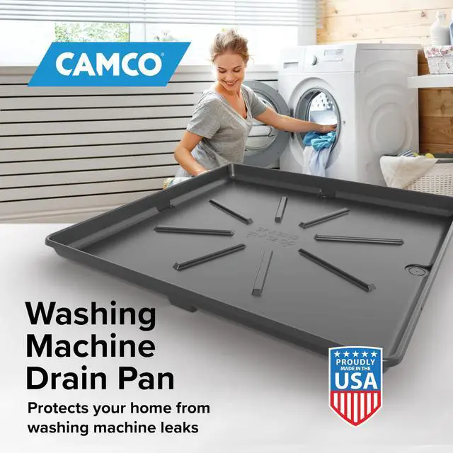 Alt view image 5 of 6 - Washing Machine Drain Pan - Features a Durable Plastic Construction, 1-inch/1.5-inch PVC Drain Fitting, and Measures 30-inches (L) x 32-inches (W) x 2 ½-inches (H) (OD) (20750)