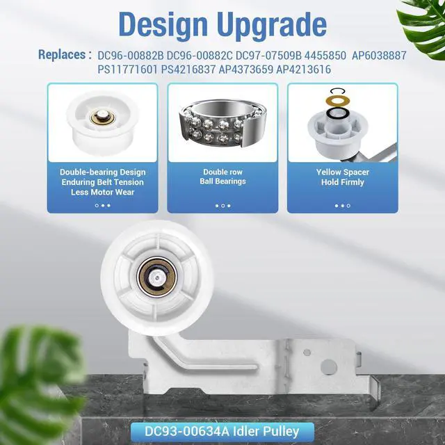 Alt view image 4 of 6 - Upgraded Sam-Sung Dryer Repair Kit for DC97-16782A Samsung Dryer Roller | Replacement Kit DC93-00634A Dryer Idler Pulley, 6602-001655 Dryer Belt, Replacement for Samsung Dryer Parts (Figures 6 and 7)