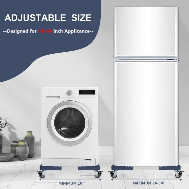 Alt view image 5 of 6 - WBD WEIBIDA Adjustable Furniture Dolly with 4 Dual-Locking Wheels, Universal Washing Machine Base Stand, Square Appliance Mover for Refrigerator, Mini-Fridge, Washer & Dryer, Moving Cart