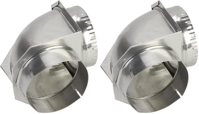 Main image of 4396006RW Genuine OEM Dryer Vent Elbow Connector, 90-Degree Close-Turn, 4-Inch Aluminum Space-Saver Accessory (Pack of 2)