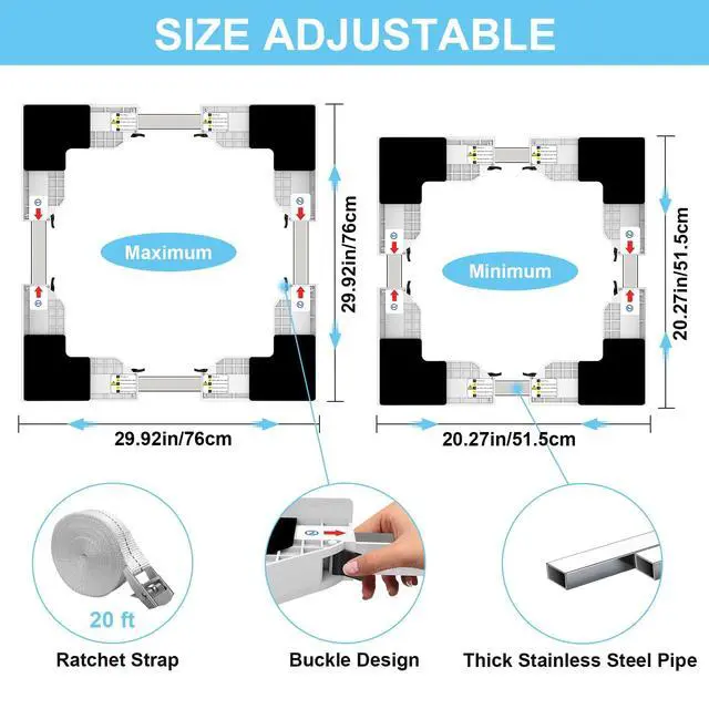 Alt view image 2 of 6 - Upgrade Washer Dryer Stacking Kit - Universal Washer Dryer Stacking Kit | Adjustable 29/28/27/26/25/24 Inch - Small Space Saving Solution Stacking Kit for Washer and Dryer with Ratchet Strap
