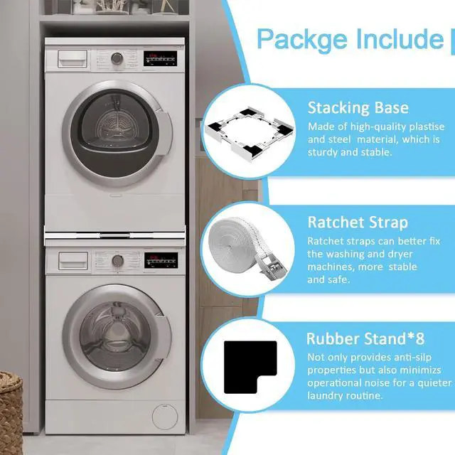 Alt view image 3 of 6 - Upgrade Washer Dryer Stacking Kit - Universal Washer Dryer Stacking Kit | Adjustable 29/28/27/26/25/24 Inch - Small Space Saving Solution Stacking Kit for Washer and Dryer with Ratchet Strap