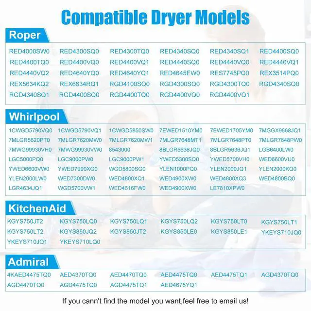Alt view image 6 of 7 - Belt Upgraded4392065 Dryer Repair Kit,Including Rollers 349241t,Idler 691366,Belt 341241,Replacement Parts for whirlpool,kenmore,admiral,amana,crosley,estate,inglis,kitchenaid,roper,maytag