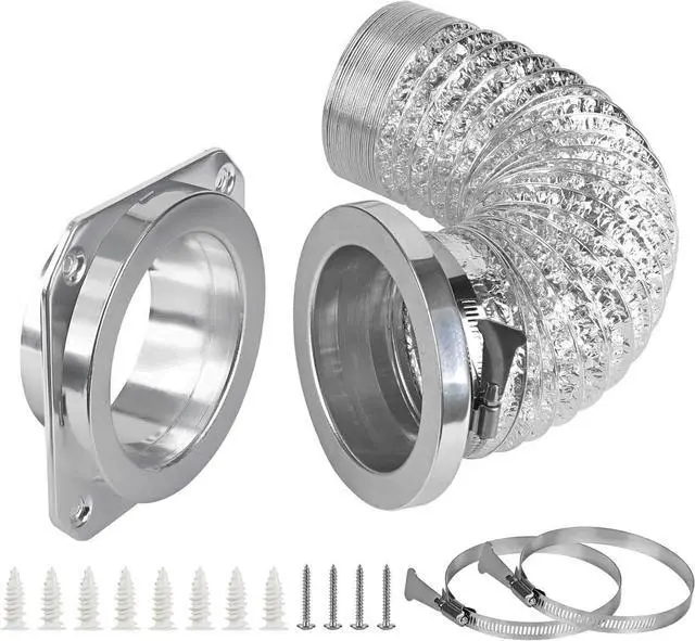 Main image of Magnetic Dryer Vent Coupling Connector Kit - DV180 Airtight Seal, Quick Connect, Includes 4"x3.3ft Dryer Vent Hose & 2 Clamps