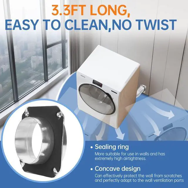 Alt view image 6 of 7 - Magnetic Dryer Vent Coupling Connector Kit - DV180 Airtight Seal, Quick Connect, Includes 4"x3.3ft Dryer Vent Hose & 2 Clamps