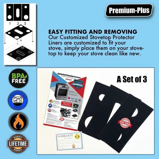 Alt view image 5 of 6 - Premium Plus Stove Protectors for Frigidaire Gas Range Model FGGF3054MF, Custom Cut, Easy to Clean Stove Liner, Made in the USA