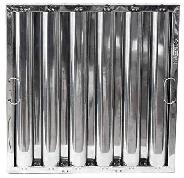 Main image of Stainless Steel Baffle Hood Filter with Handles and Bottom Hanging Hook (10" tall x 16" long)