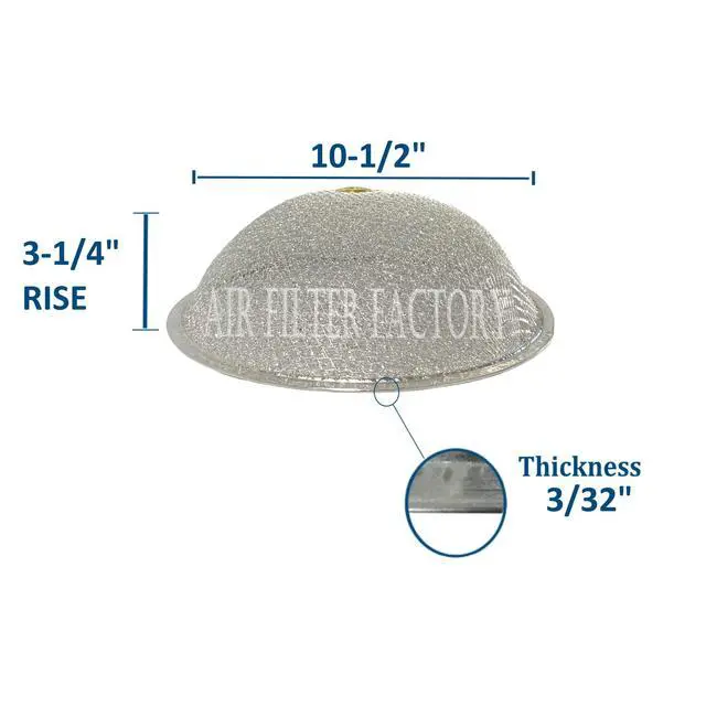 Alt view image 2 of 6 - 10-1/2 Inches X 3-1/4 Inch Rise With Center Hole Dome Range Hood Aluminum Grease Filters 2-Pack