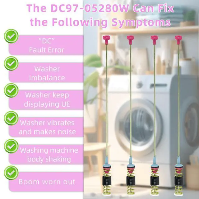 Alt view image 4 of 6 - WA50R5200AW/US WA50R5400AV/US Suspension Rods Kits for Samsung Washer WA45T3200AW/A4,Replaces WA45M7050AW/A4 WA45T3400AV/A4 WA45N3050AW/A4 WA50T5300AC