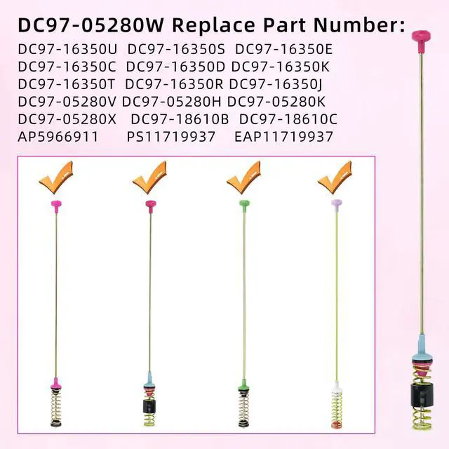 Alt view image 5 of 6 - WA50R5200AW/US WA50R5400AV/US Suspension Rods Kits for Samsung Washer WA45T3200AW/A4,Replaces WA45M7050AW/A4 WA45T3400AV/A4 WA45N3050AW/A4 WA50T5300AC