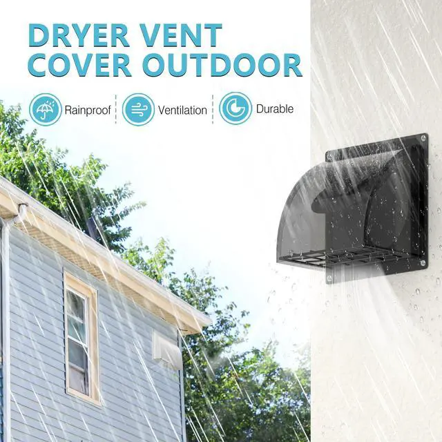 Alt view image 2 of 7 - 5 Inch Dryer Wall Vent Cover, Metal Wall Vent Cap Outside with Removable Screen & Cushioned Non-Return Flap for Home Wall, Air Condition, Range Hoods, Kitchen (Black)