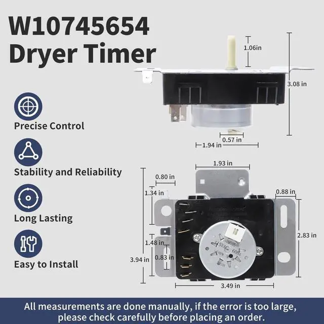Alt view image 2 of 7 - W10745654 W10857611 W10436306 Dryer Timer Compatible with Whirlpool Dryer | Compatible with Roper Maytag Amana Dryer Timer NGD4655EW1 NGD4655EW2 RGD4516FW0, WPW10436306 Replacement 162-719-1 AP5999276