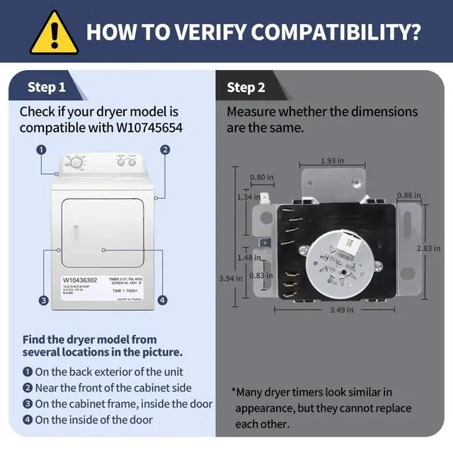 Alt view image 7 of 7 - W10745654 W10857611 W10436306 Dryer Timer Compatible with Whirlpool Dryer | Compatible with Roper Maytag Amana Dryer Timer NGD4655EW1 NGD4655EW2 RGD4516FW0, WPW10436306 Replacement 162-719-1 AP5999276