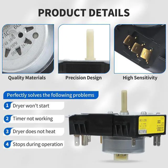 Alt view image 5 of 7 - WPW10642928 W10642928 Dryer Timer Compatible with MGDX655DW0 MGDX655DW2 | MEDX655DW0 MEDX655DW1 MGDX500BW1 MGDX500BW2 MGDX655DW1 115VAC 60Hz, Replacement 418-098-20-B5 4448993