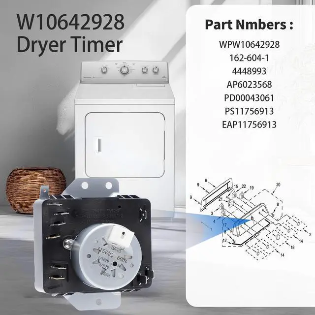 Alt view image 3 of 7 - WPW10642928 W10642928 Dryer Timer Compatible with MGDX655DW0 MGDX655DW2 | MEDX655DW0 MEDX655DW1 MGDX500BW1 MGDX500BW2 MGDX655DW1 115VAC 60Hz, Replacement 418-098-20-B5 4448993