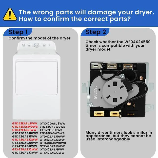 Alt view image 2 of 7 - WE04X24550 Dryer Timer Compatible with GE Timer GTD42EASJ2WW GTD48EASW0WB | 234D2377P004 Replacement TMD14M30 WE04X24549 TMD16M12 234D2377P003, GTD42EASJ1WW GTD42GASJ2WW GTX42GASJ2WW