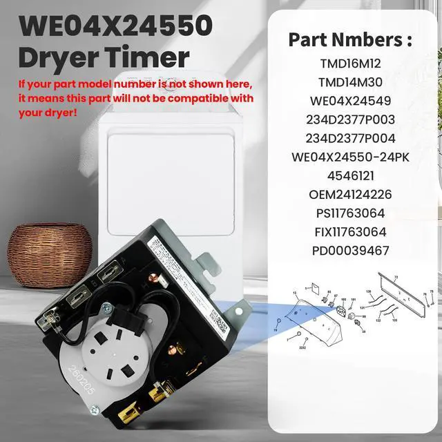 Alt view image 3 of 7 - WE04X24550 Dryer Timer Compatible with GE Timer GTD42EASJ2WW GTD48EASW0WB | 234D2377P004 Replacement TMD14M30 WE04X24549 TMD16M12 234D2377P003, GTD42EASJ1WW GTD42GASJ2WW GTX42GASJ2WW