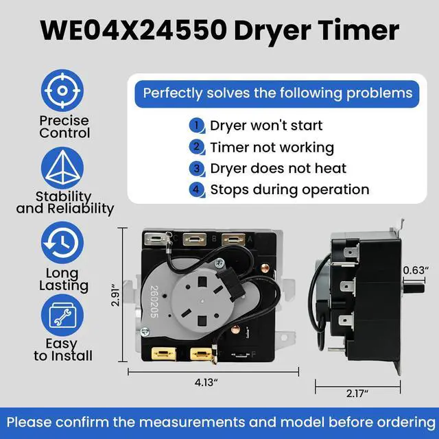 Alt view image 7 of 7 - WE04X24550 Dryer Timer Compatible with GE Timer GTD42EASJ2WW GTD48EASW0WB | 234D2377P004 Replacement TMD14M30 WE04X24549 TMD16M12 234D2377P003, GTD42EASJ1WW GTD42GASJ2WW GTX42GASJ2WW
