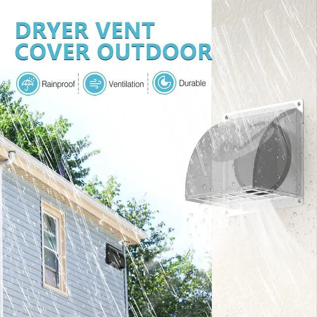 Alt view image 2 of 7 - 4 Inch Dryer Vent Cover Outside, Exterior Vent Cover with Removable Screen & Cushioned Non-Return Flap, Stainless Steel Air Wall Vent for House, Range Hood, AC, Opening Diameter: 3.81" Silver