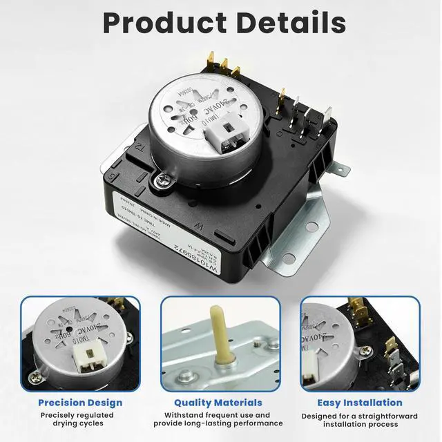 Alt view image 5 of 7 - W10185972 Dryer Timer Compatible with Whirlpool Dryer AED4475TQ1 RED4440VQ1 | Compatible with Whirlpool NED5100TQ1 YAED4475TQ1 YIED4400VQ1 IED4400VQ1 RED4400VQ1 EED4300VQ1 YRED4340SQ2 CEDX631VQ1