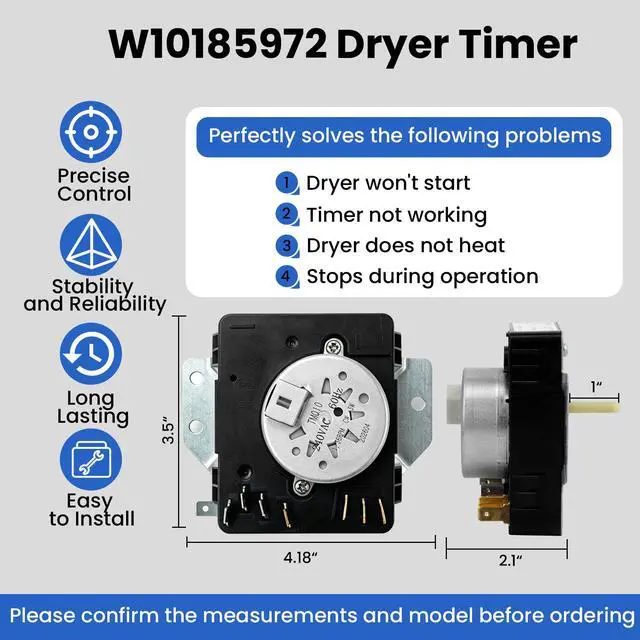 Alt view image 6 of 7 - W10185972 Dryer Timer Compatible with Whirlpool Dryer AED4475TQ1 RED4440VQ1 | Compatible with Whirlpool NED5100TQ1 YAED4475TQ1 YIED4400VQ1 IED4400VQ1 RED4400VQ1 EED4300VQ1 YRED4340SQ2 CEDX631VQ1