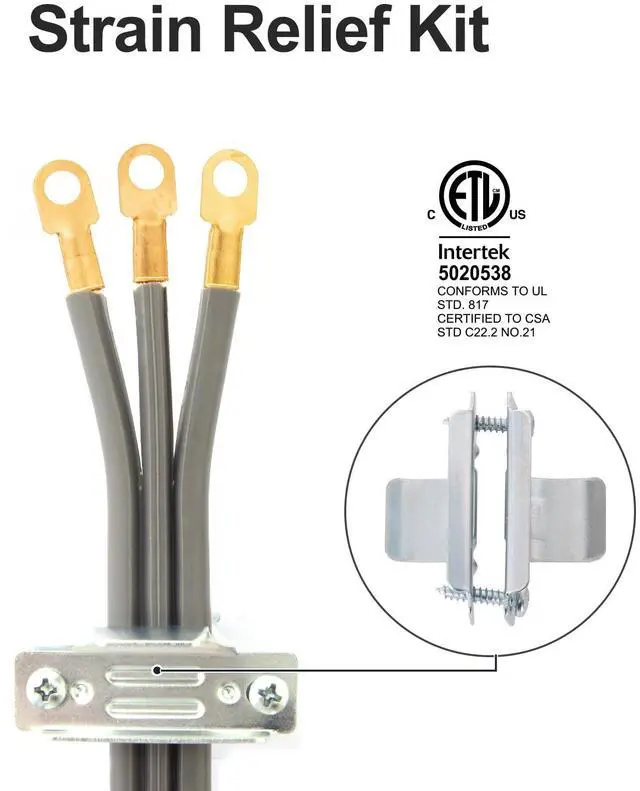 Alt view image 3 of 6 - 3 Prong Dryer Cord, 10FT 30A Pure Copper, NEMA 10-30P, ETL Listed | 125/250V 10 Gauge appliance power cord uses 3 wires with O-ring terminals and pure copper conductors for dryer hookups