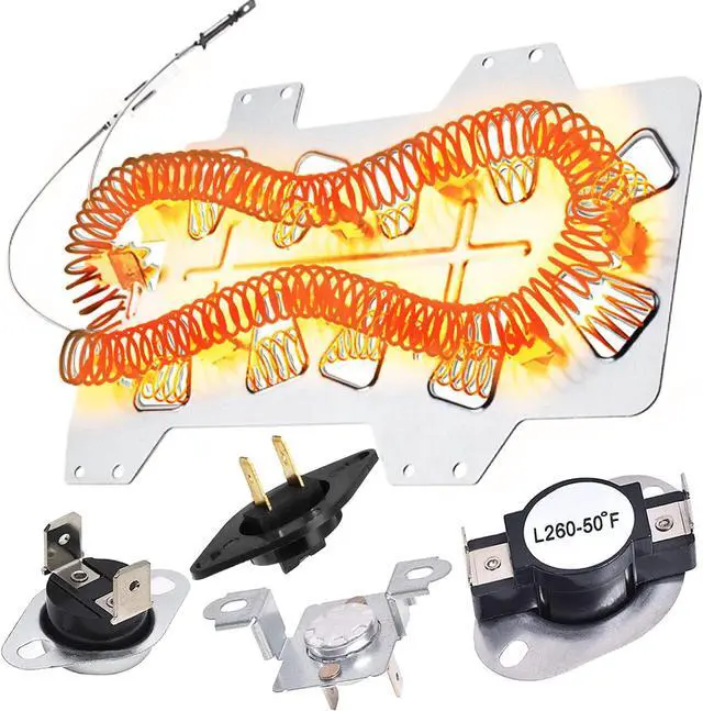 Main image of 2026 UPGRADE Dryer Heating Element for Samsung dv42h5000ew/a3 dv45h7000ew/a2 dv48h7400ew/a2 DC47-00019A Dryer Heating Element DC47-00018A Thermostat DC47-00016A DC32-00007A DC96-00887A Thermal fuse