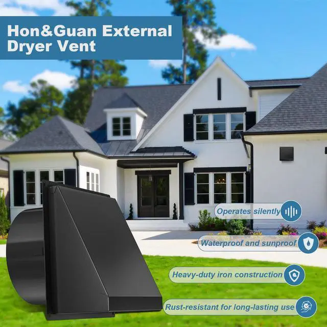 Alt view image 5 of 6 - 8 Inch Vent Covers for Wall with Removable Mesh, Wall Mount Exhaust Vent with Rubber Cushioned Non-Return Flap, Stainless Steel Wall Vent Cover for House