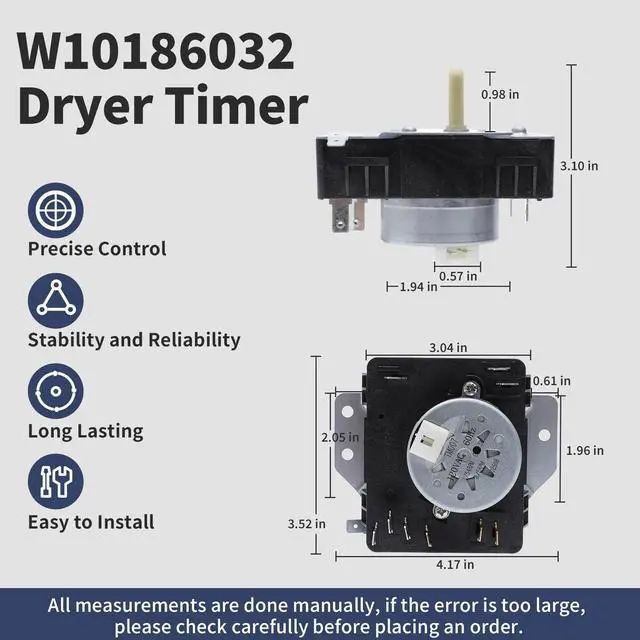 Alt view image 2 of 7 - W10186032 WPW10186032 Dryer Timer Compatible with Kenmore Dryer Timer | 7MKGDS400DW0 11075102311 11065132411 110C65132411 110C72442511 11062342510, Replacement WPW10186032VP 162-412-1, 120VAC 60Hz