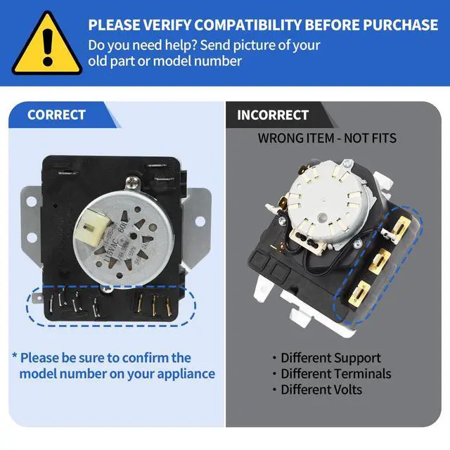Alt view image 7 of 7 - WGD4815EW2 MGDC215EW2 MGDC300BW1 WGD4800XQ4 W10185981 Dryer Timer | Compatible with Kenmore Maytag Whirlpool Dryer Timer WGD4800BQ2 115VAC, WPW10185981 Replacement 418-095-20-B5 W10185981 E