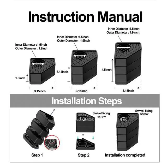 Alt view image 7 of 7 - 4Pcs Anti Vibration Pads for Washing Machine, Stops Washer Dryer Moving, Prevents Noise, Vibration Transfer, Antivibration Stabilizer Support Feet Mat Suitable for Most Furniture (Increase1.8in)