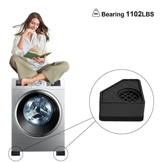 Alt view image 6 of 7 - 4Pcs Anti Vibration Pads for Washing Machine, Stops Washer Dryer Moving, Prevents Noise, Vibration Transfer, Antivibration Stabilizer Support Feet Mat Suitable for Most Furniture (Increase1.8in)