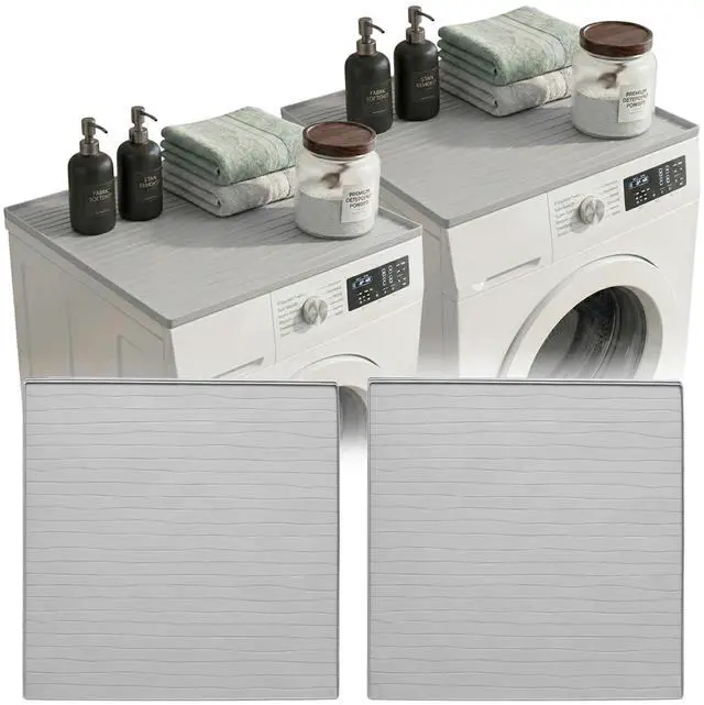 Main image of 2 PC Washer and Dryer Covers for Top 25x25 in, Protector Topper Mat | Silicone Non-Slip Waterproof Washer and Dryer Covers For The Top Load, Dust Guard, Laundry Cover Top (Moonstone/Light Grey)