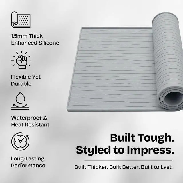 Alt view image 5 of 7 - 2 PC Washer and Dryer Covers for Top 25x25 in, Protector Topper Mat | Silicone Non-Slip Waterproof Washer and Dryer Covers For The Top Load, Dust Guard, Laundry Cover Top (Moonstone/Light Grey)