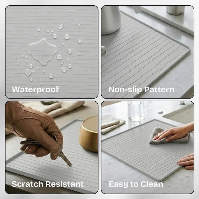 Alt view image 4 of 7 - 2 PC Washer and Dryer Covers for Top 25x25 in, Protector Topper Mat | Silicone Non-Slip Waterproof Washer and Dryer Covers For The Top Load, Dust Guard, Laundry Cover Top (Moonstone/Light Grey)