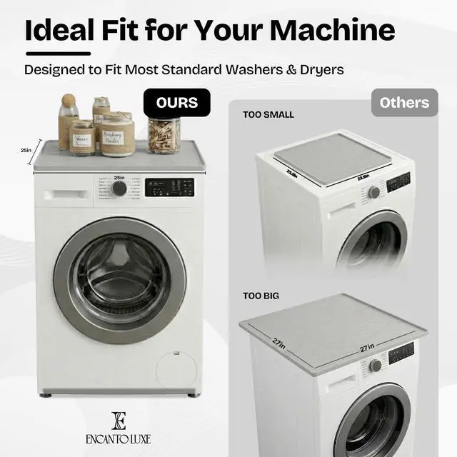 Alt view image 3 of 7 - 2 PC Washer and Dryer Covers for Top 25x25 in, Protector Topper Mat | Silicone Non-Slip Waterproof Washer and Dryer Covers For The Top Load, Dust Guard, Laundry Cover Top (Moonstone/Light Grey)