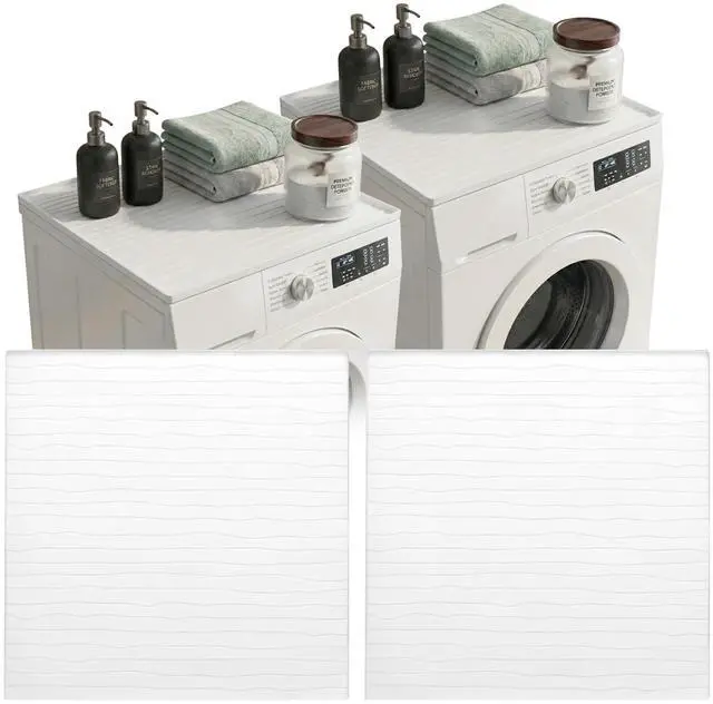 Main image of 2PC Washer And Dryer Topper Protector Mat 25"x25" Washing Machine Top Cover | Silicone Non-Slip Waterproof Washer and Dryer Covers For The Top Load, Dust Guard, Laundry Cover Top (Opal /White)