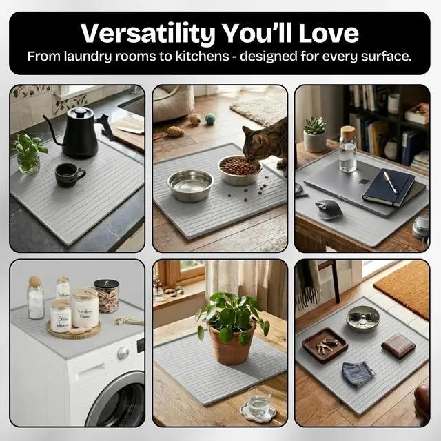 Alt view image 6 of 7 - 2 PC Washer and Dryer Covers for Top 25x25 in, Protector Topper Mat | Silicone Non-Slip Waterproof Washer and Dryer Covers For The Top Load, Dust Guard, Laundry Cover Top (Moonstone/Light Grey)
